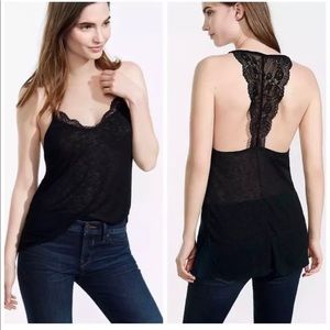 Express Ribbed Lace Racer Back Tank Top Cami